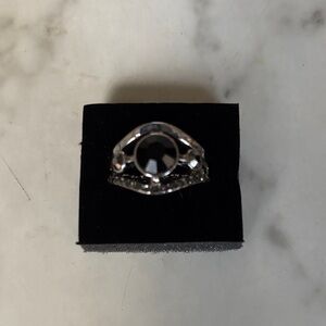 Sterling Silver Black Gemstone Statement Ring